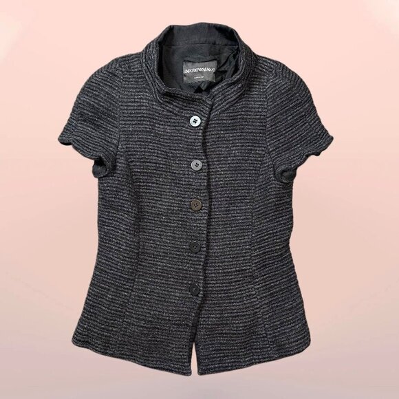 Emporio Armani Jackets & Blazers - Vintage Emporio Armani Mini Short Sleeve Jacket Grey Ribbed Est Size X-Small
